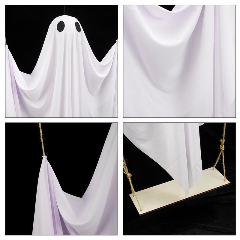 5 FT Large Hanging Swing Ghost Halloween Decor with Led Lights,2026 Spooky Cute Ghosts Decorations for Front Porch Yard Tree,Adjustable Light-Up Swing Ghost,Remote Control,Halloween Decoration Outdoor - Image 4